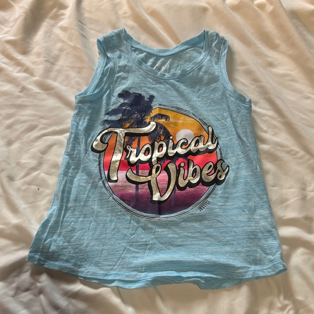 Tropical Vibes Blue Tank Top